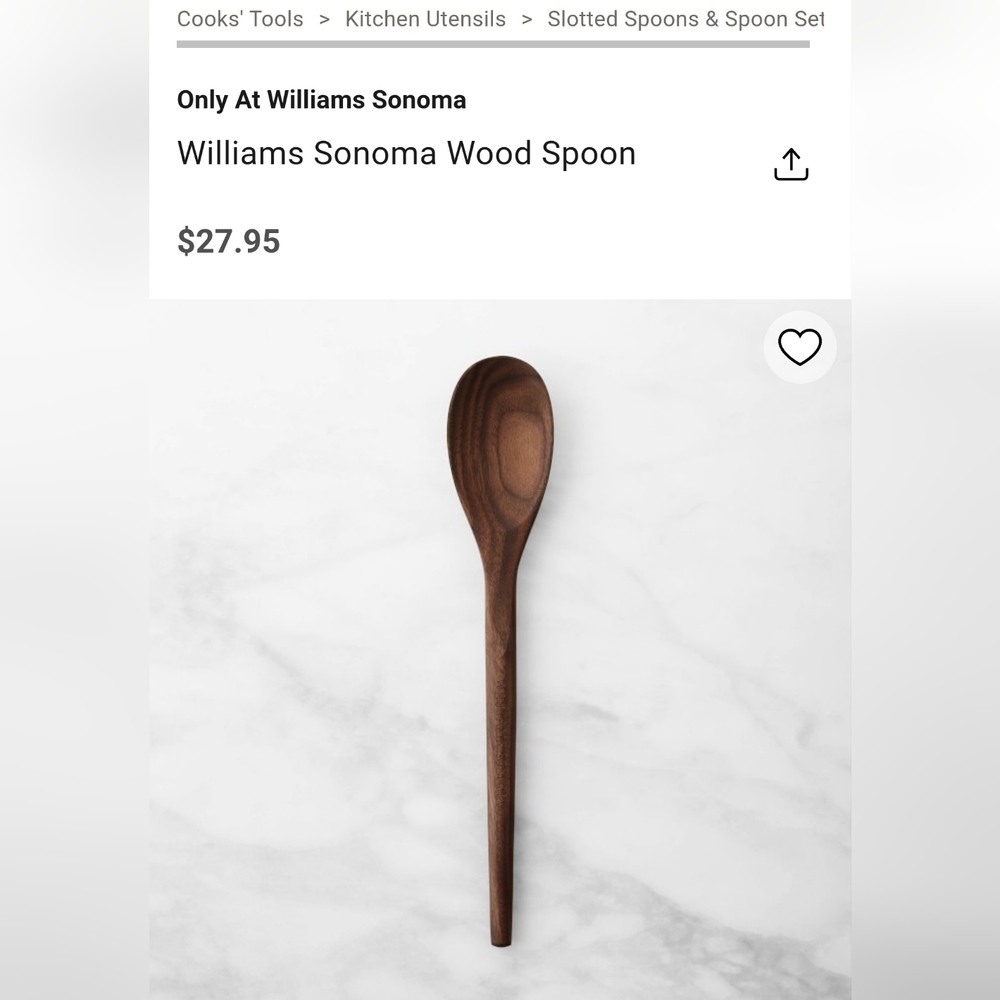 Williams Sonoma Walnut Wood Spoon